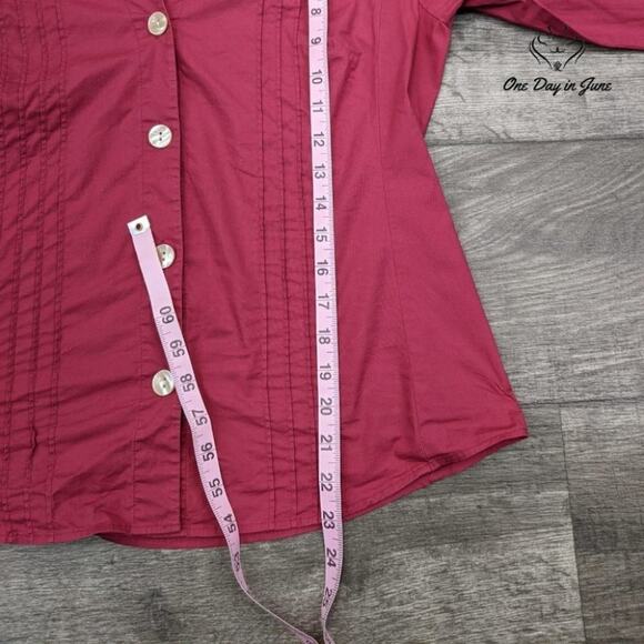 Bass Long Sleeve Stretch Button Down Top Size M - Picture 4 of 5